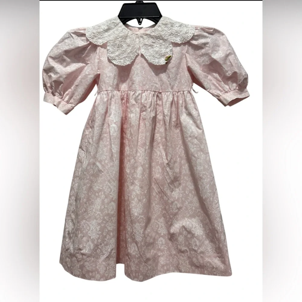 vintage Sarah Kent pink  Lace Collar Dress size 6